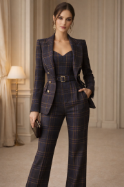 Ткань костюмная коричневая клетка