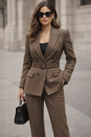 Ткань костюмная коричневый жаккард