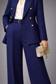  Ткань костюмная синяя двухсторонняя